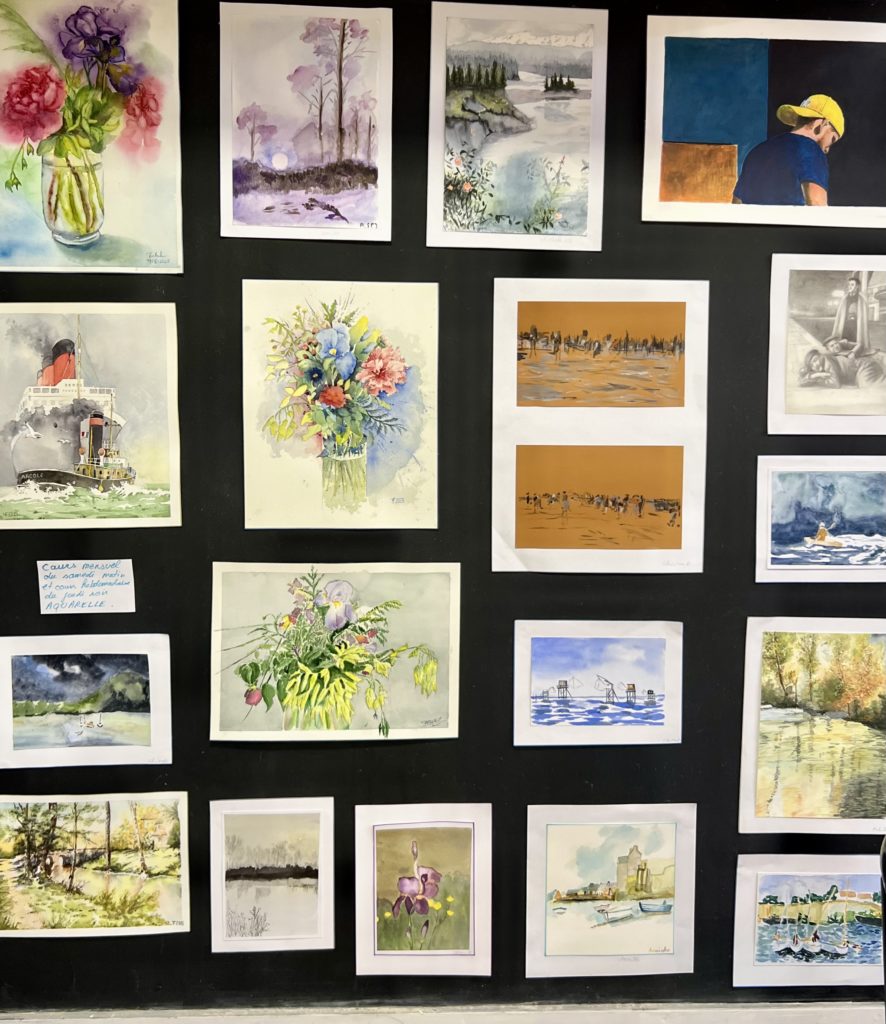 un des panneaux cours aquarelle exposition 2025